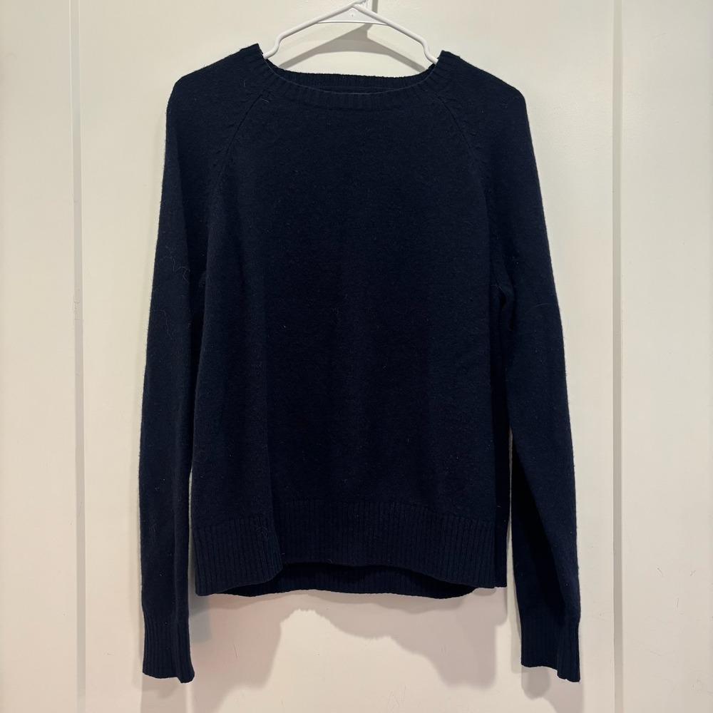 J.Crew Mens Navy Blue 100% Lambswool Crewneck Sweater Large